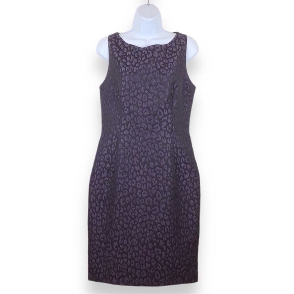 HELENE BERMAN LONDON Black Sleeveless Sheath Dress Tonal Animal Print size S